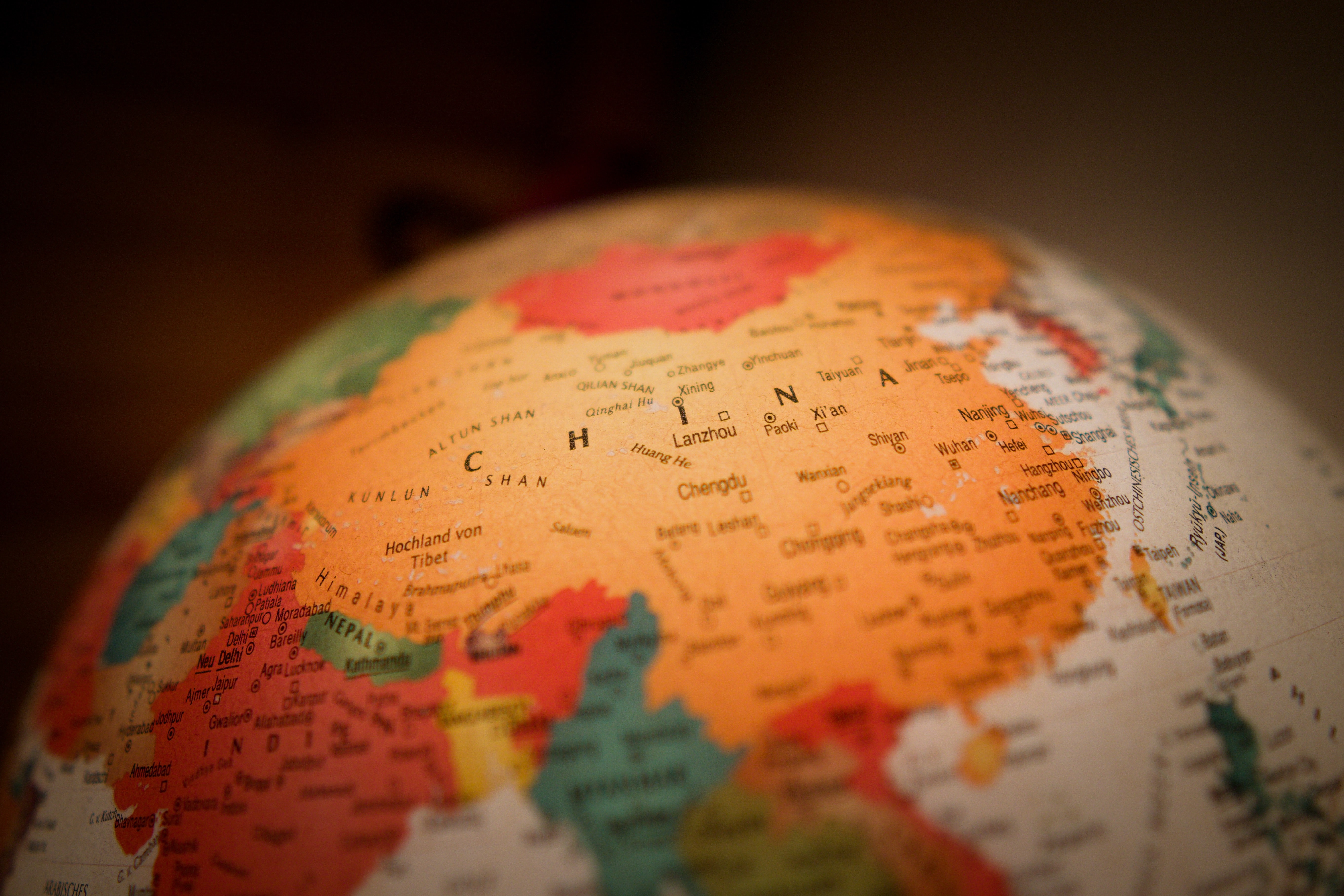 China on the globe
